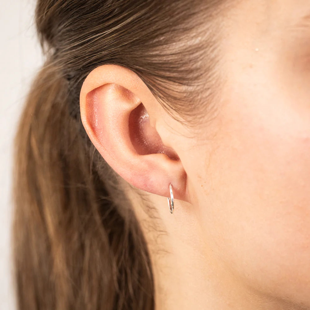 Sterling Silver Plain 11mm Sleeper Earrings - Image 2