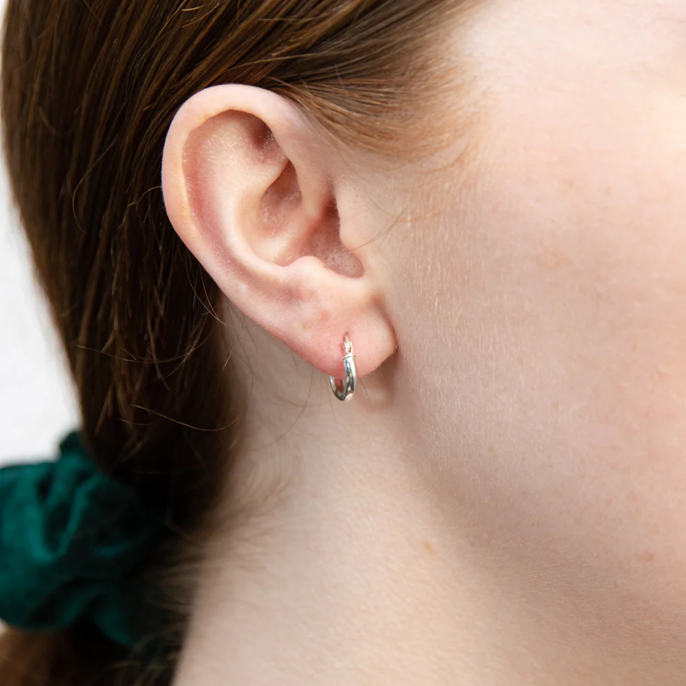 Sterling Silver Plain 12mm Hoop Earrings - Image 2