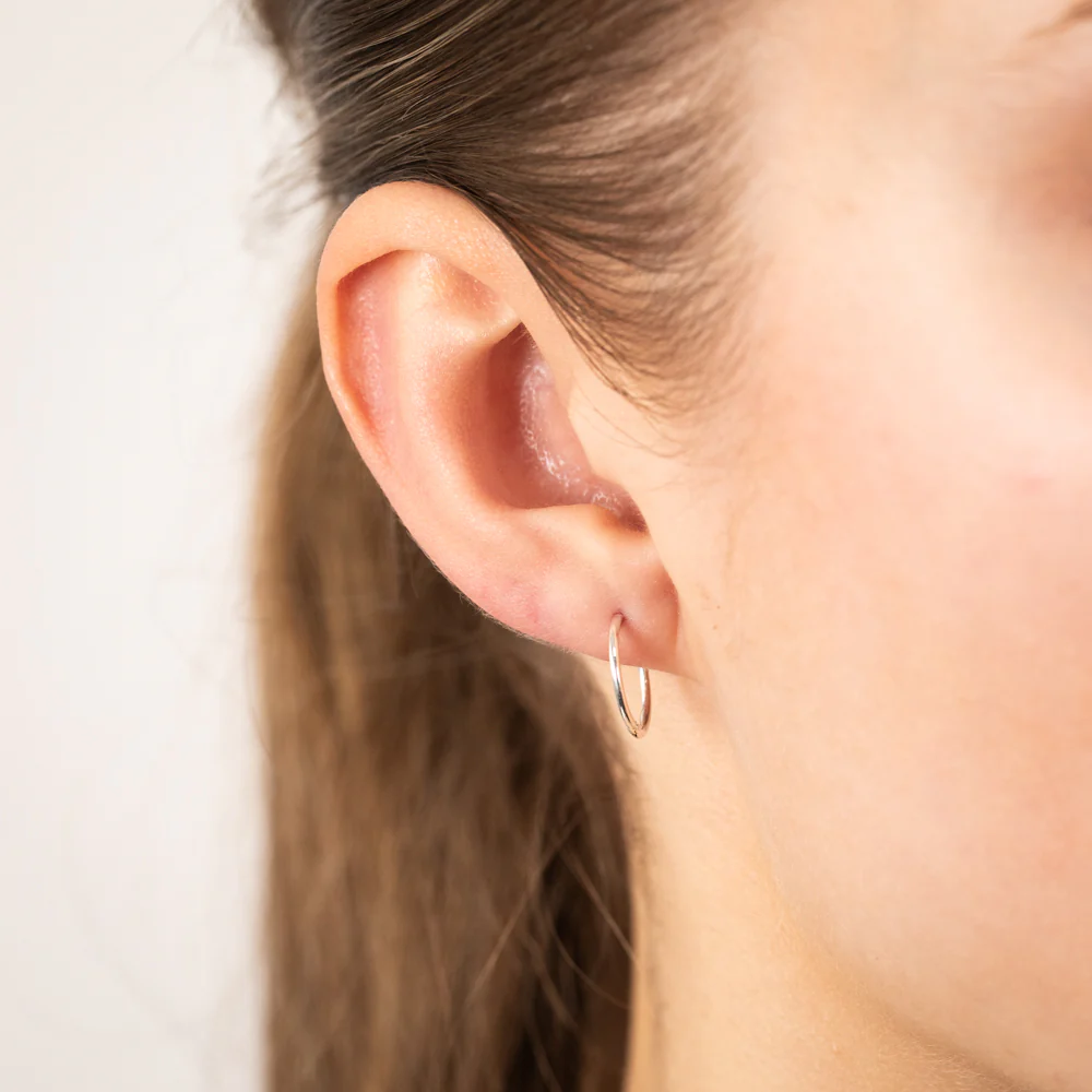 Sterling Silver Plain 12mm Sleeper Earrings - Image 2