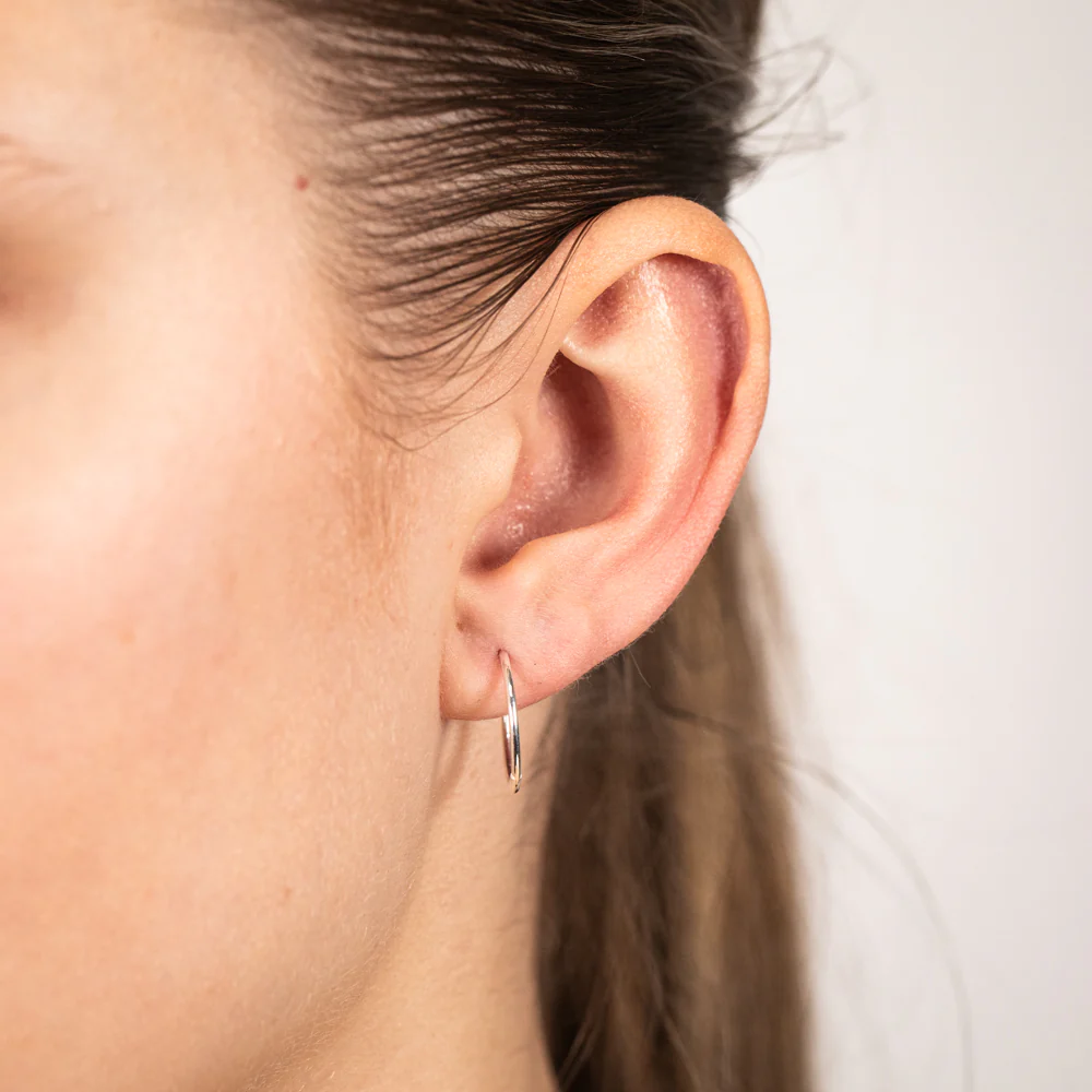 Sterling Silver Plain 14mm Sleeper Earrings - Image 2