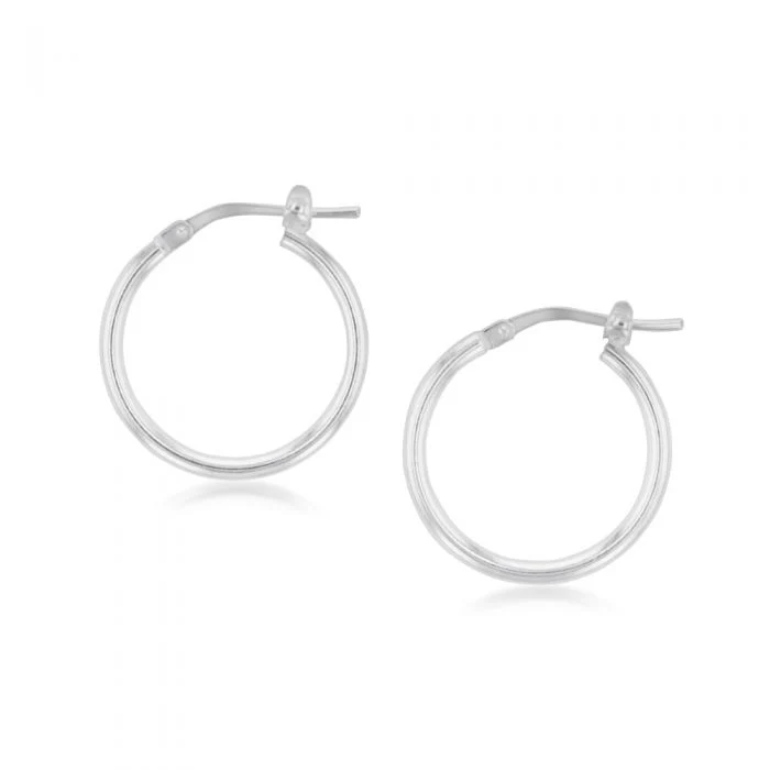Sterling Silver Plain 15mm Hoop Earrings - Image 2