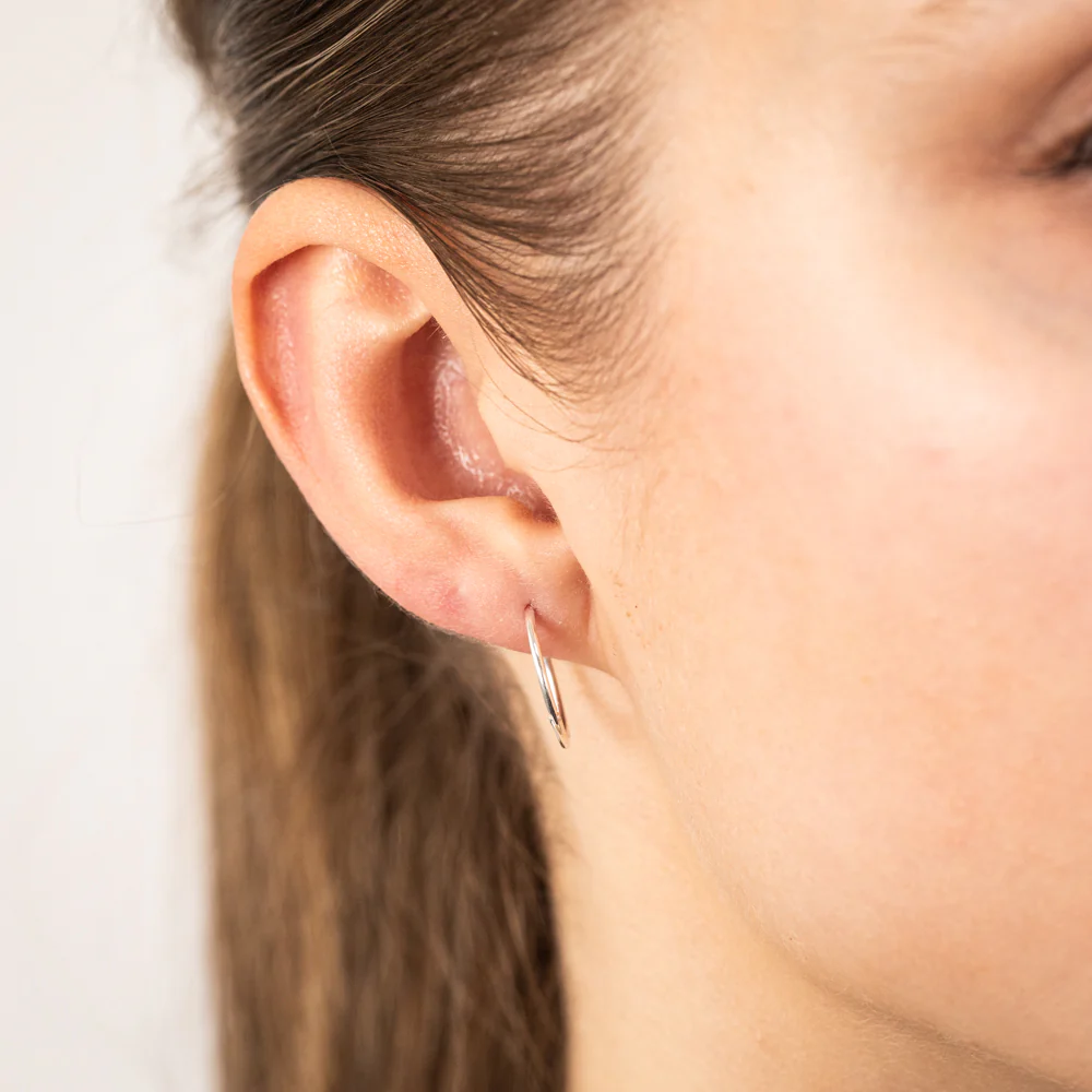 Sterling Silver Plain 15mm Sleeper Earrings - Image 2
