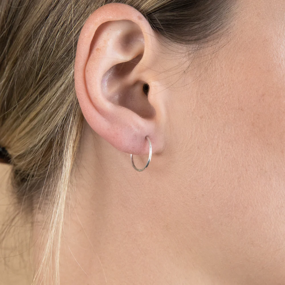 Sterling Silver Plain 16mm Sleeper Earrings - Image 2