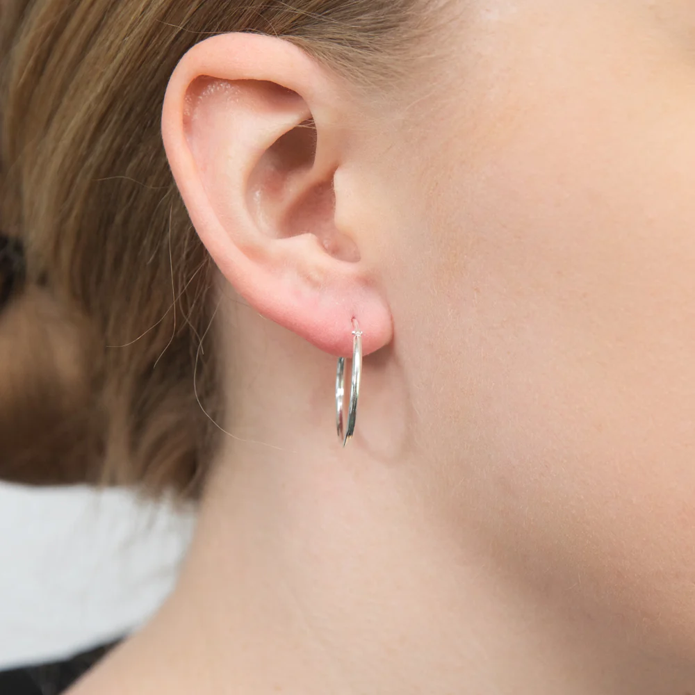 Sterling Silver Plain 20mm Hoop Earrings - Image 3