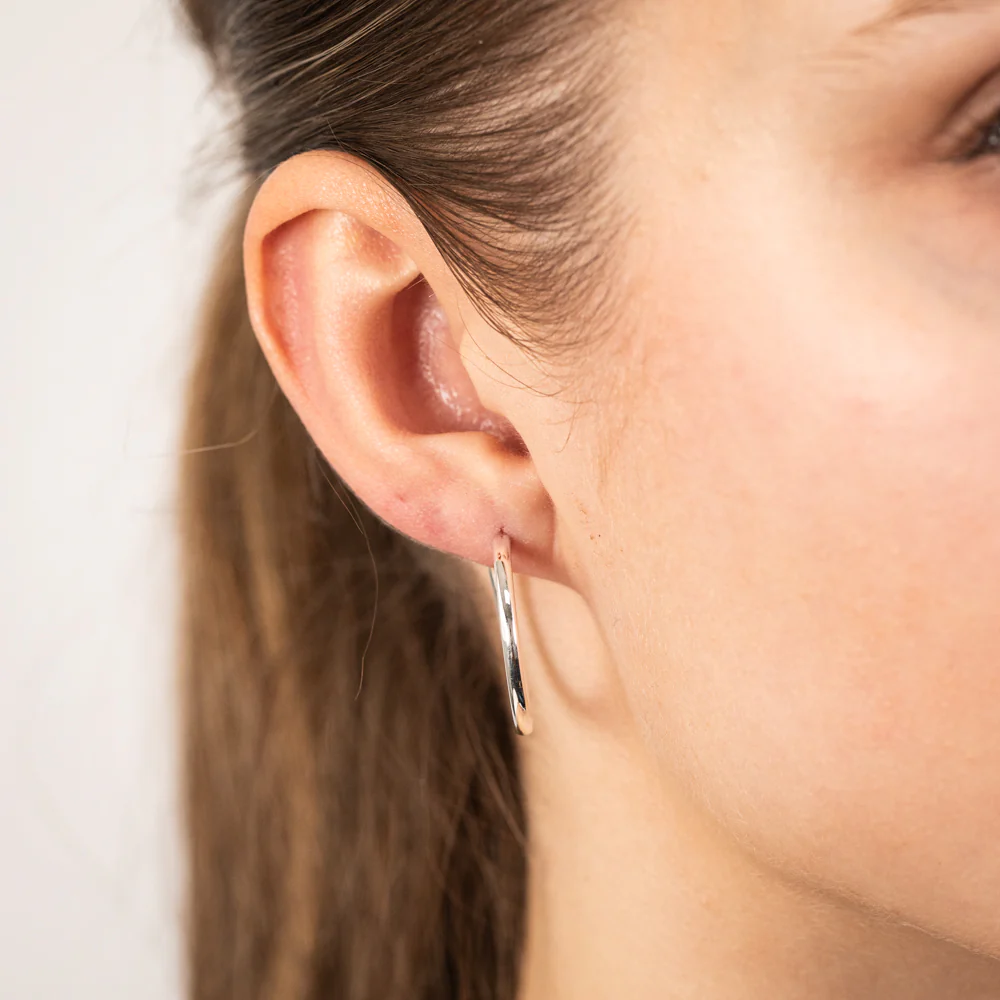 Sterling Silver Plain 20mm Sleeper Earring - Image 2