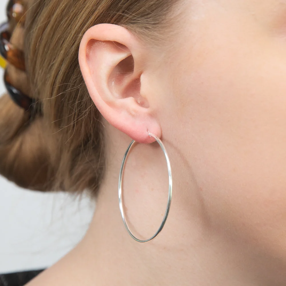 Sterling Silver Plain 50mm Hoop Earring - Image 3