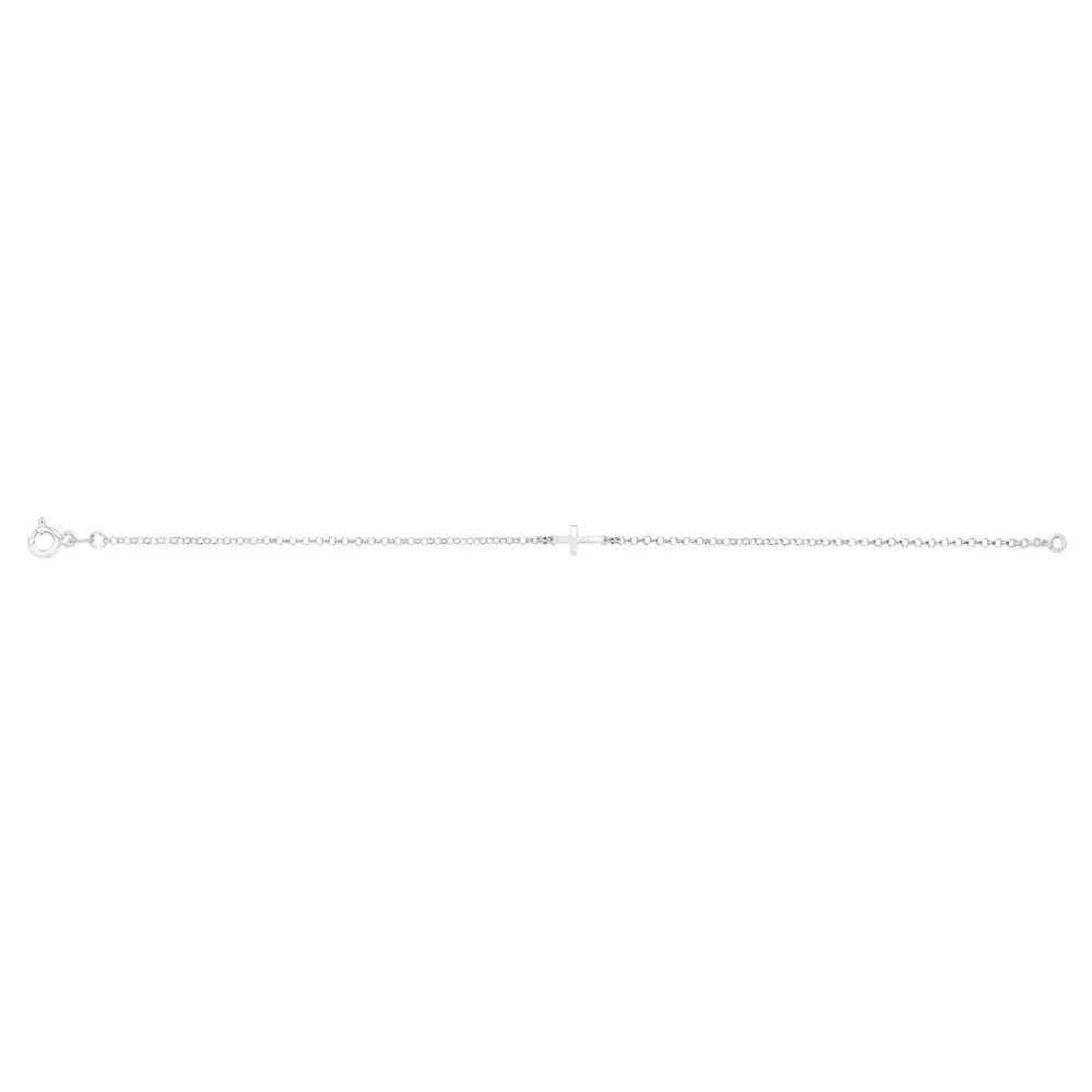 Sterling Silver Plain Cross 19cm Bracelet - Image 2