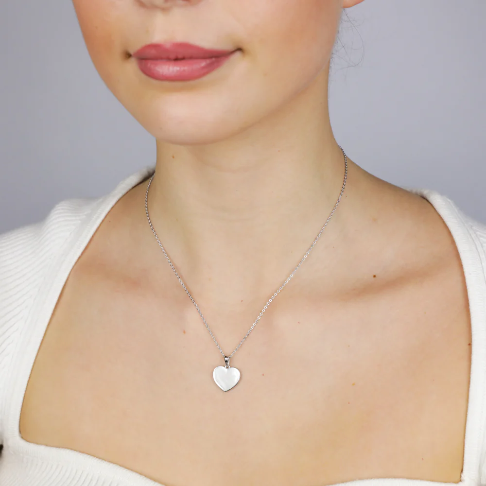 Sterling Silver Plain Heart Pendant On Chain - Image 2
