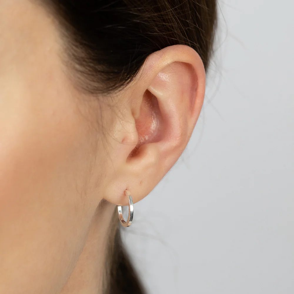 Sterling Silver Plain Hoop Earrings - Image 2