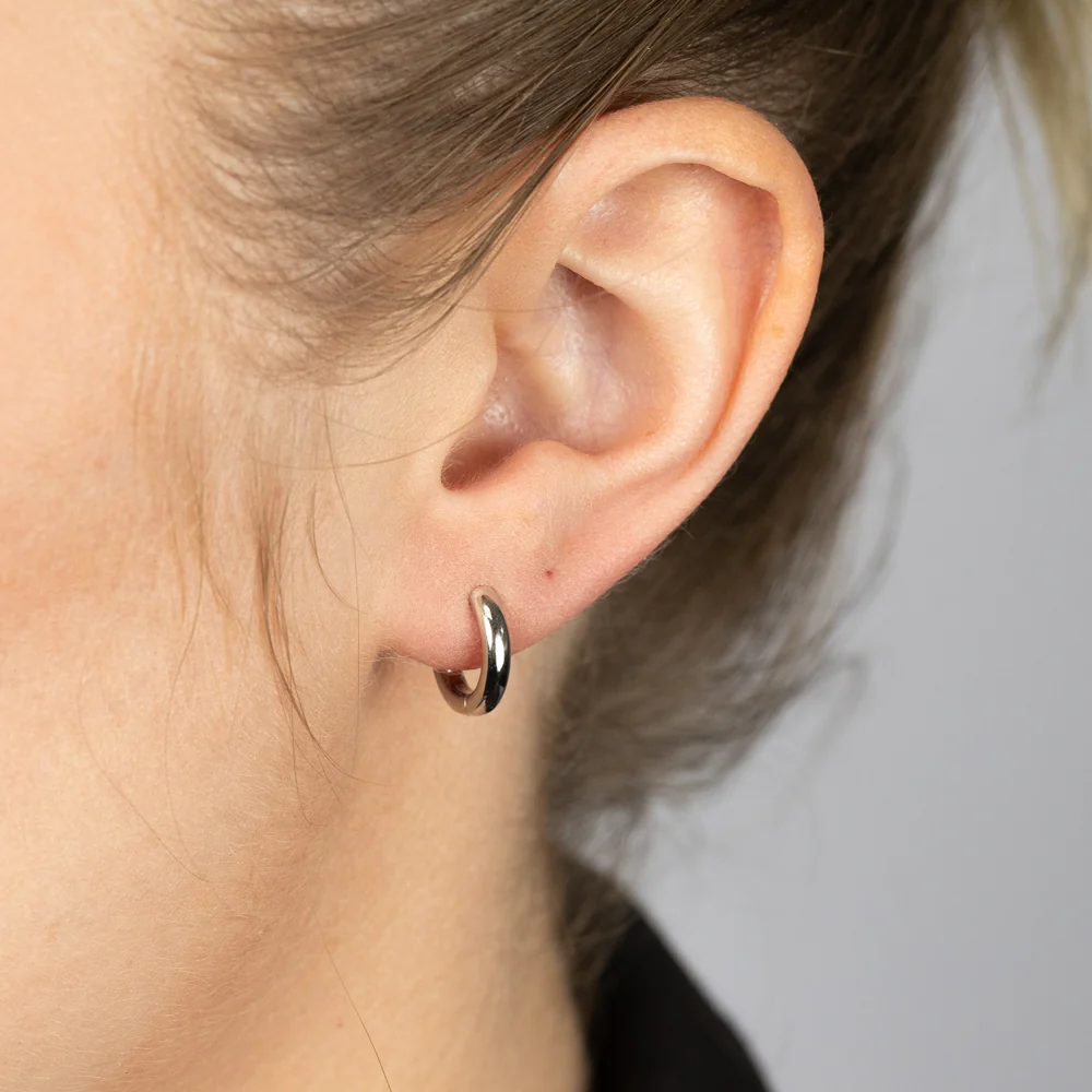 Sterling Silver Plain Huggie Earrings - Image 3