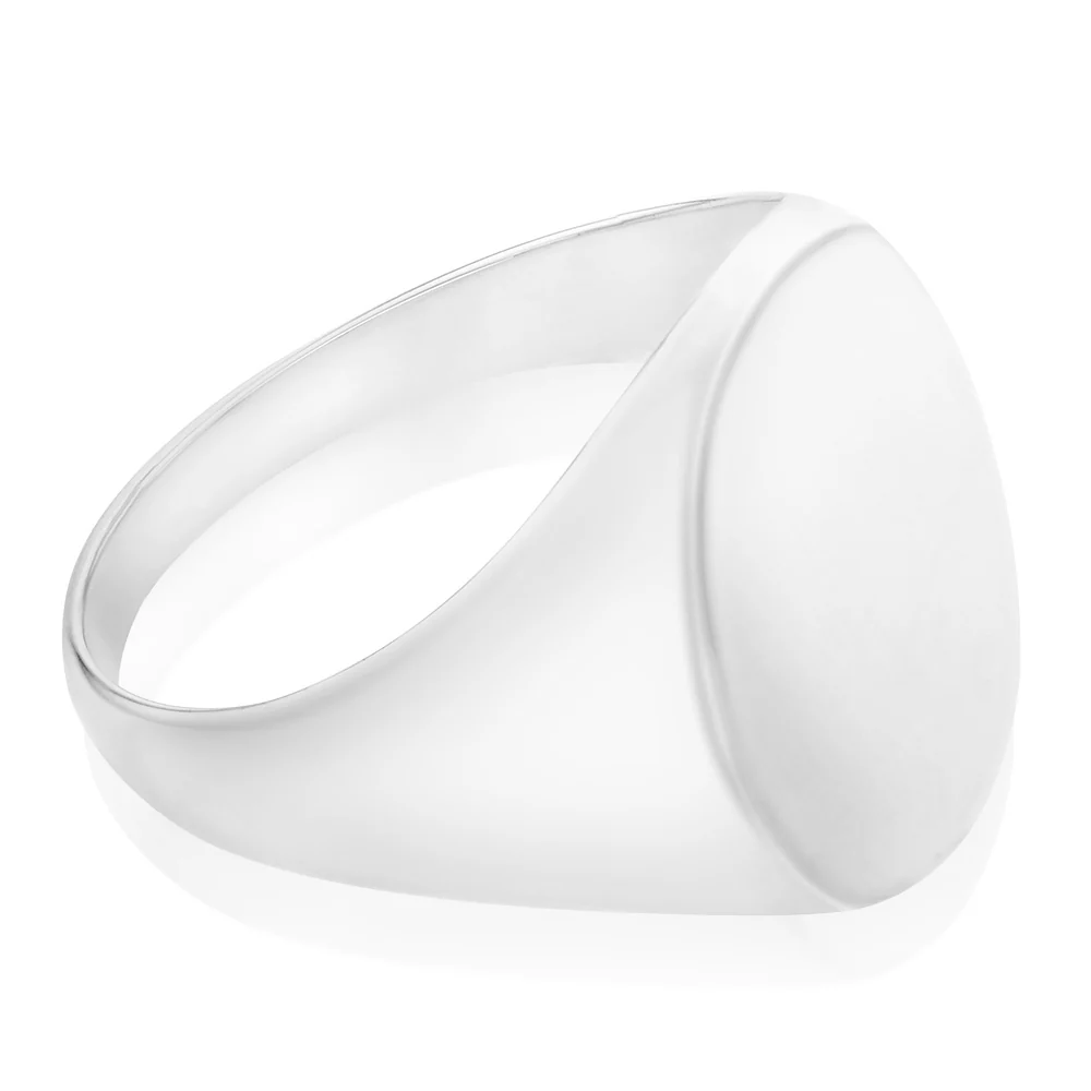 Sterling Silver Plain Oval Gents Ring - Image 2