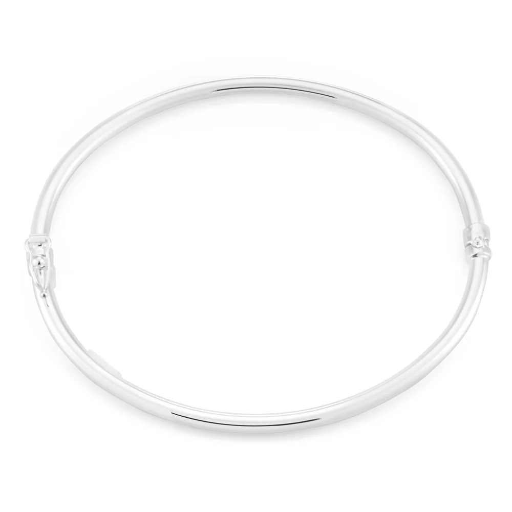 Sterling Silver Plain Oval Hinged Bangle - Image 2