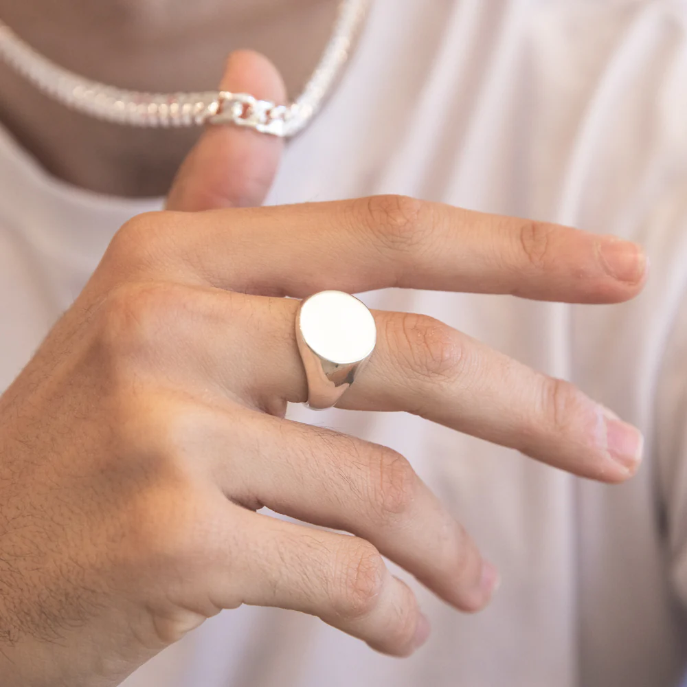 Sterling Silver Plain Round Gents Ring - Image 3