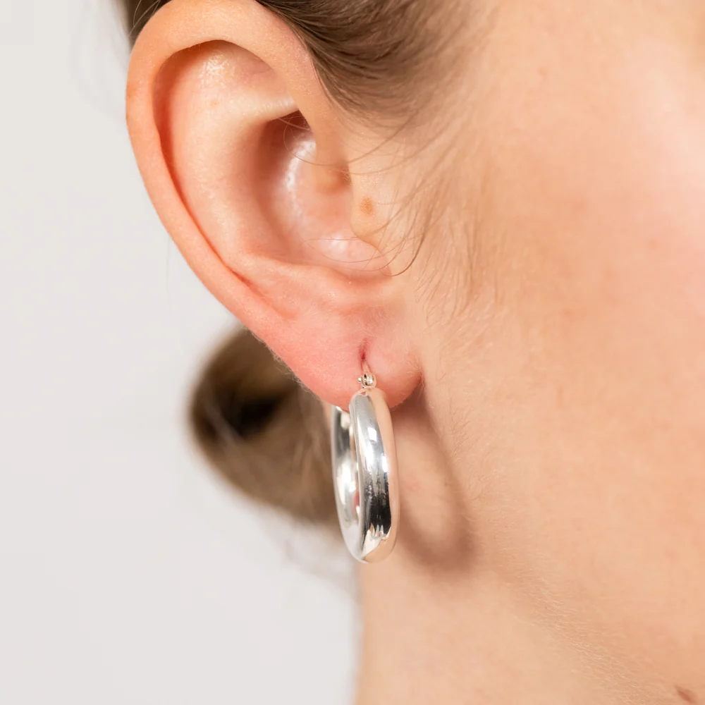 Sterling Silver Polished  15mm Hoop Earrings - Image 2