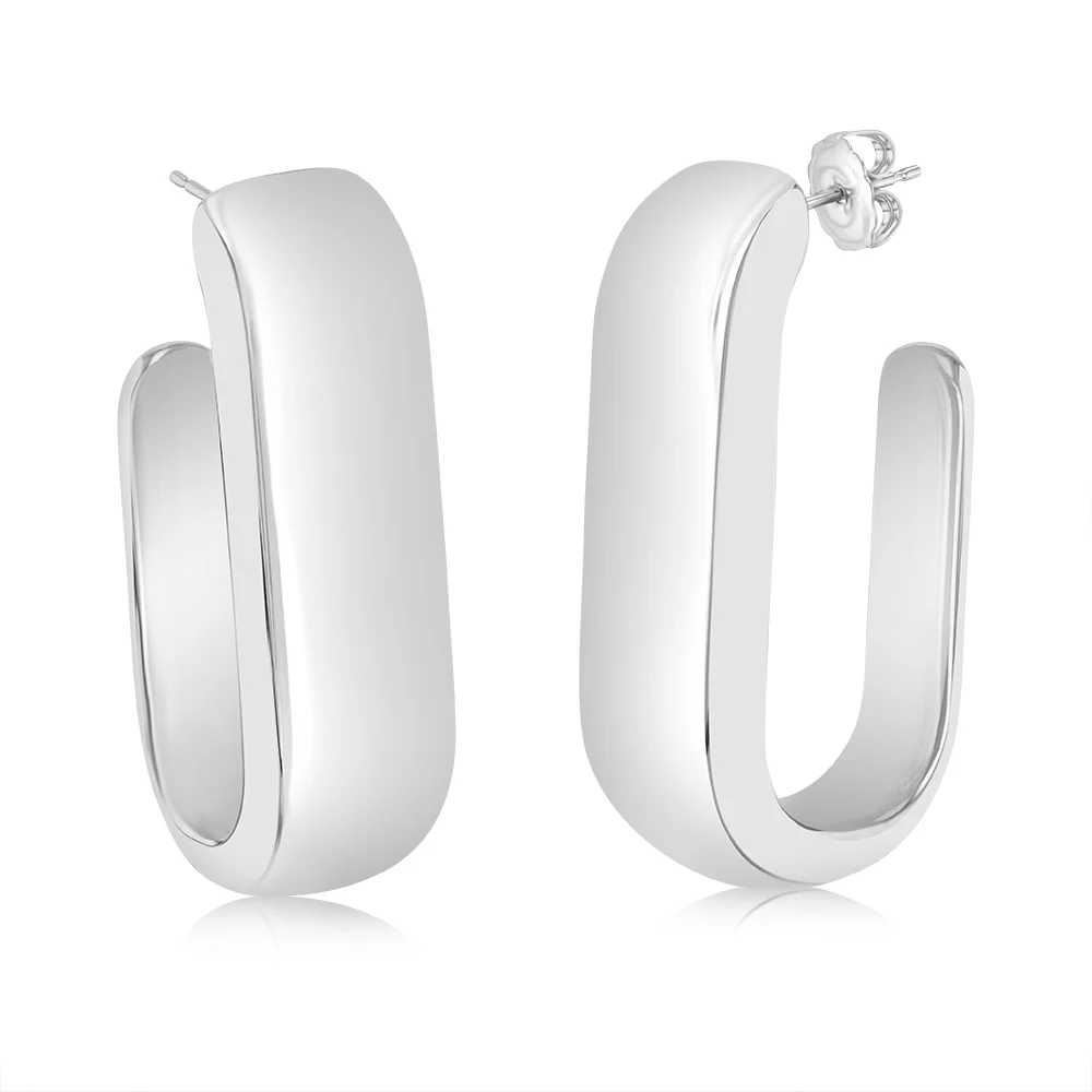Sterling Silver Polished 3/4th Hoop Earrings - Image 2