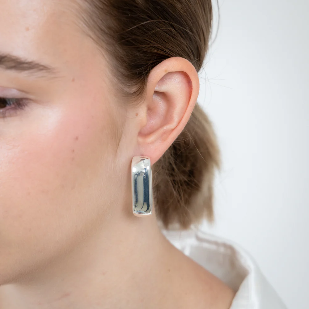 Sterling Silver Polished 3/4th Hoop Earrings - Image 3