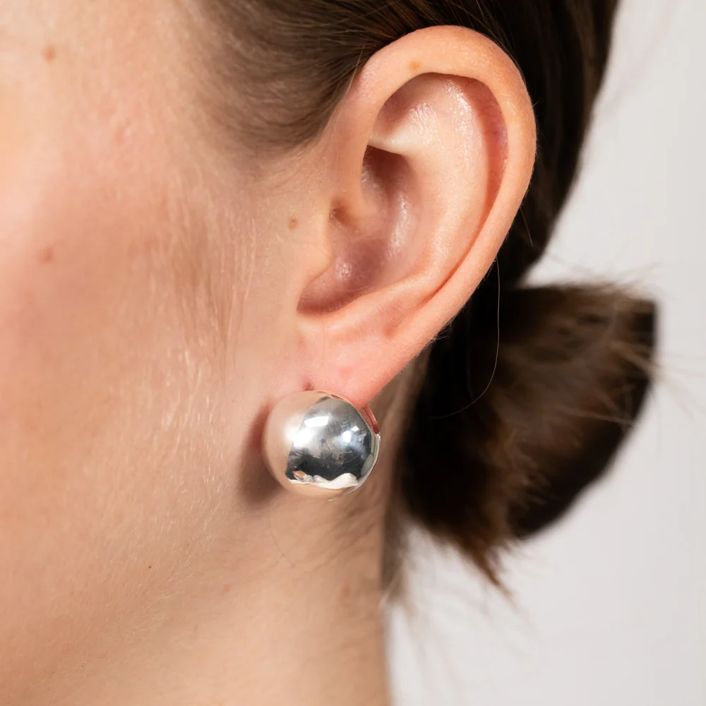 Sterling Silver Polished Ball Huggies Earrings - Image 3