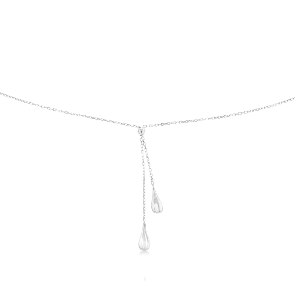 Sterling Silver Polished Double Tear Drop 45cm Chain - Image 2
