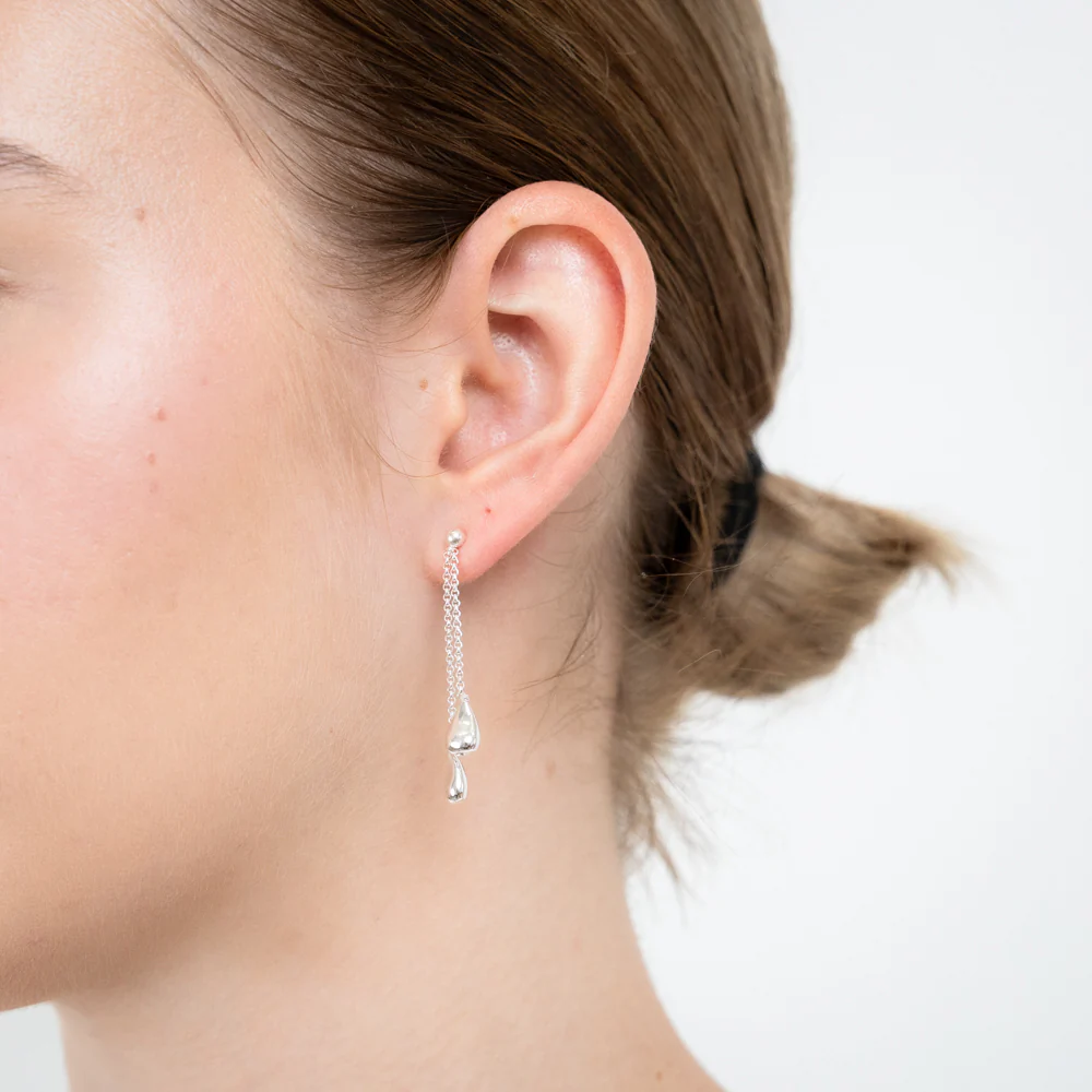 Sterling Silver Polished Double Tear Drop Earrings - Image 2