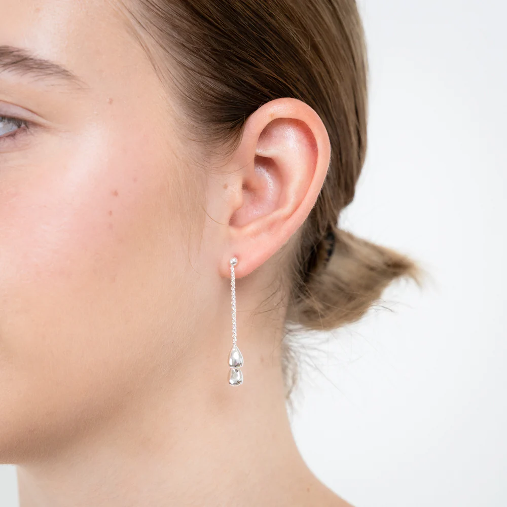 Sterling Silver Polished Double Tear Drop Earrings - Image 3
