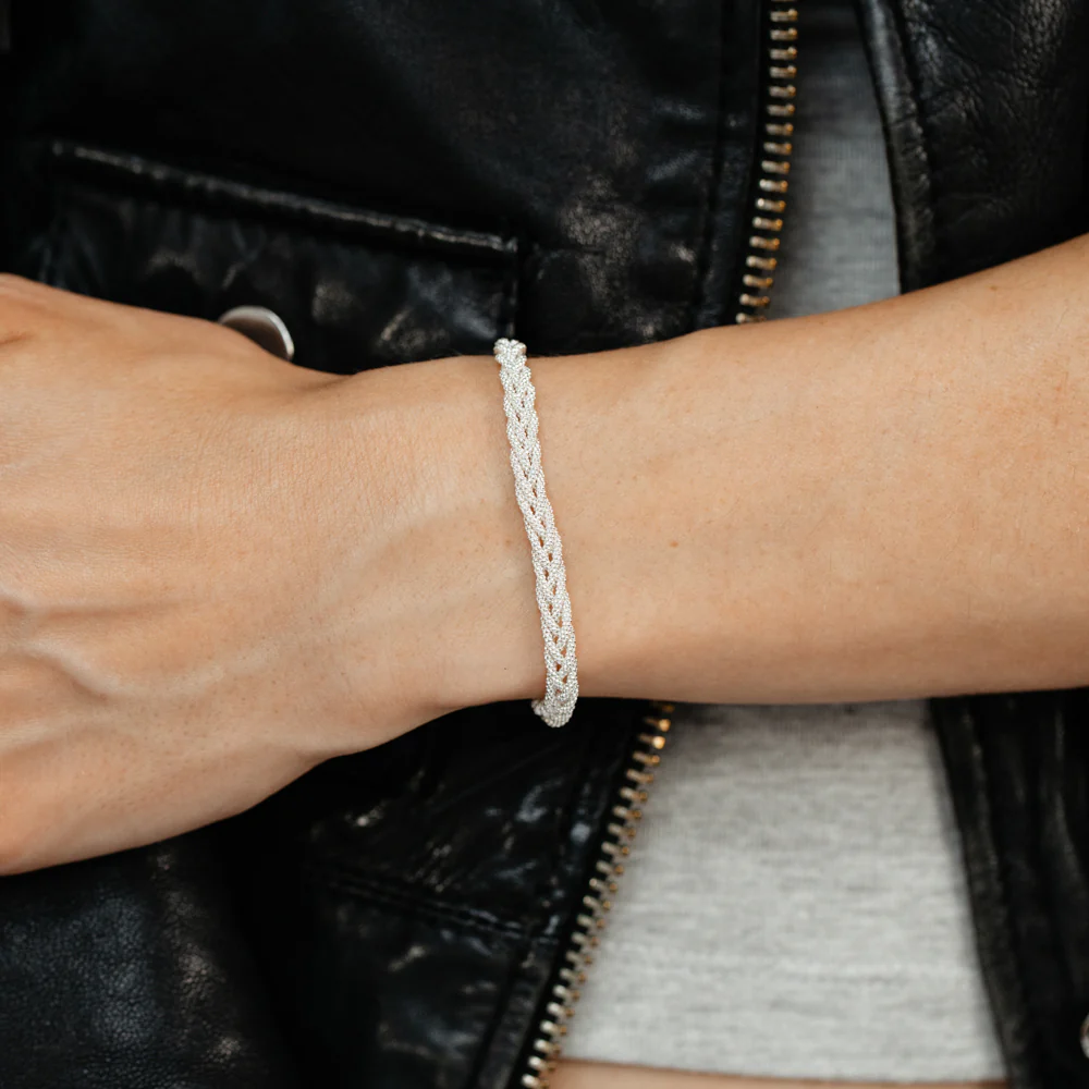 Sterling Silver Polished Mesh Bracelet - Image 4