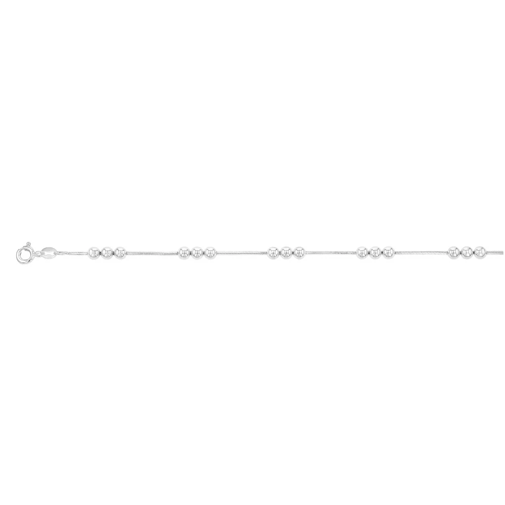 Sterling Silver Polished Silver Beads 19cm Bracelet - Image 2