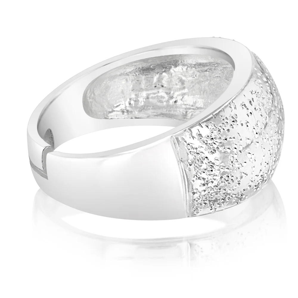 Sterling Silver Polished with Glitter Open Ring - Image 2