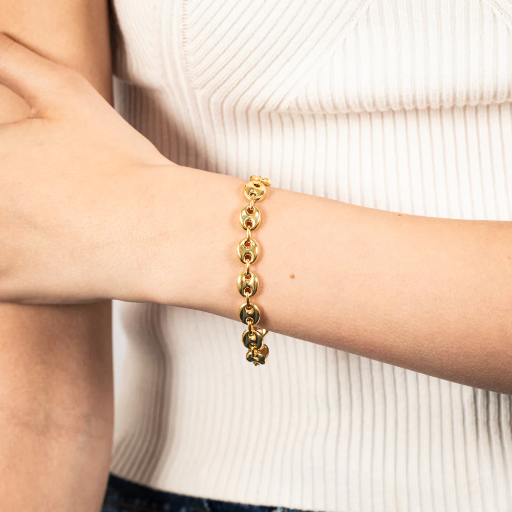 Sterling Silver Puff Gold Plated 17.5cm Bracelet - Image 3