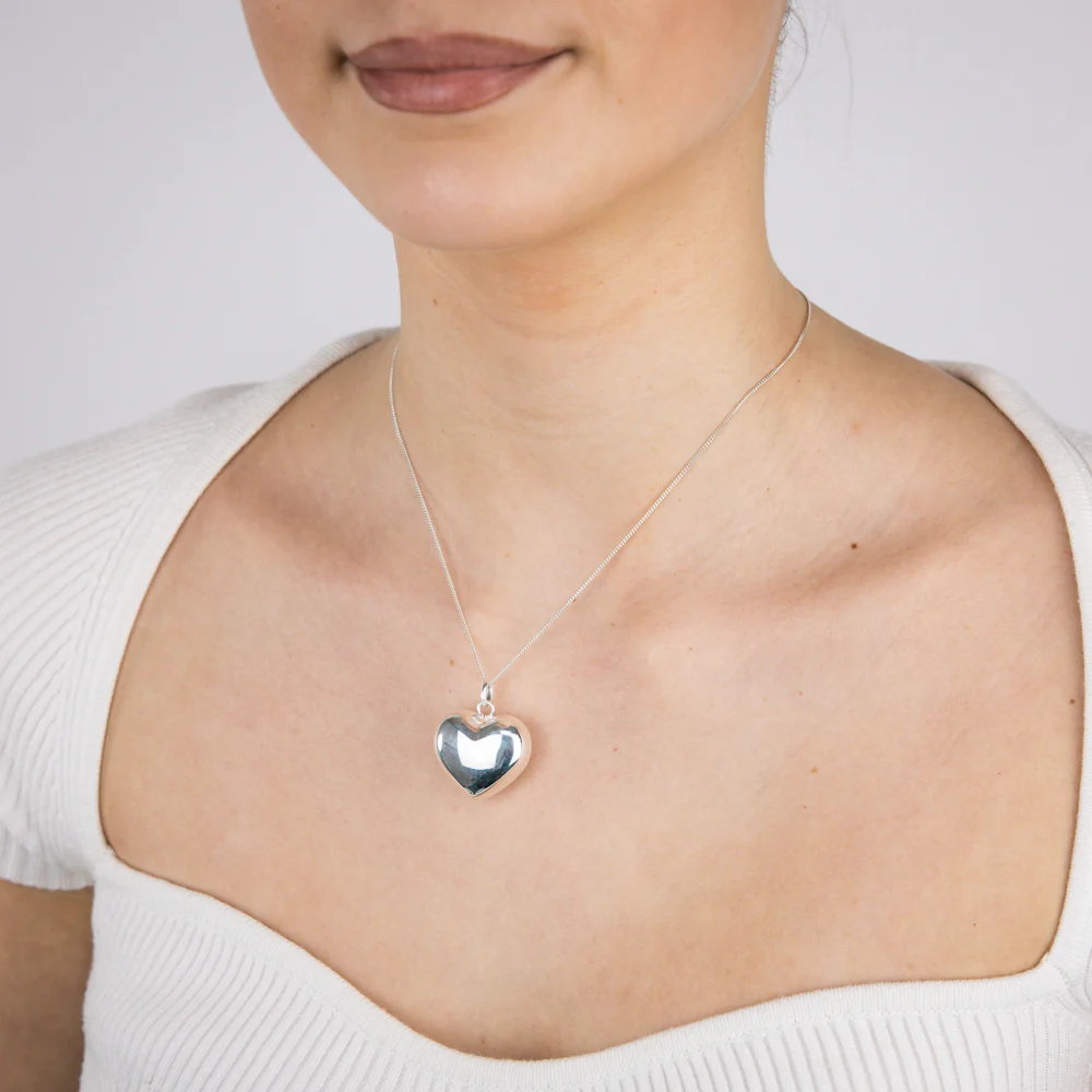 Sterling Silver Puffed Heart Pendant - Image 2