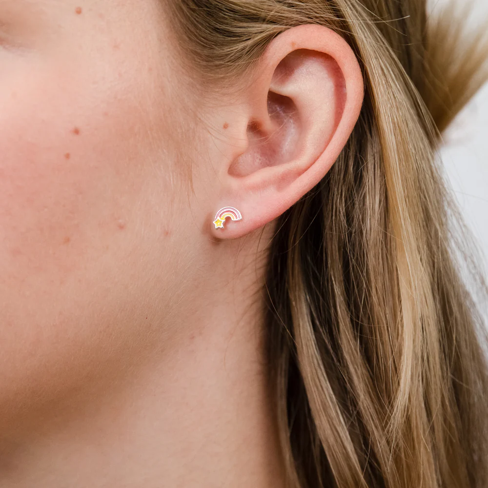 Sterling Silver Rainbow And Star Stud Earrings - Image 2
