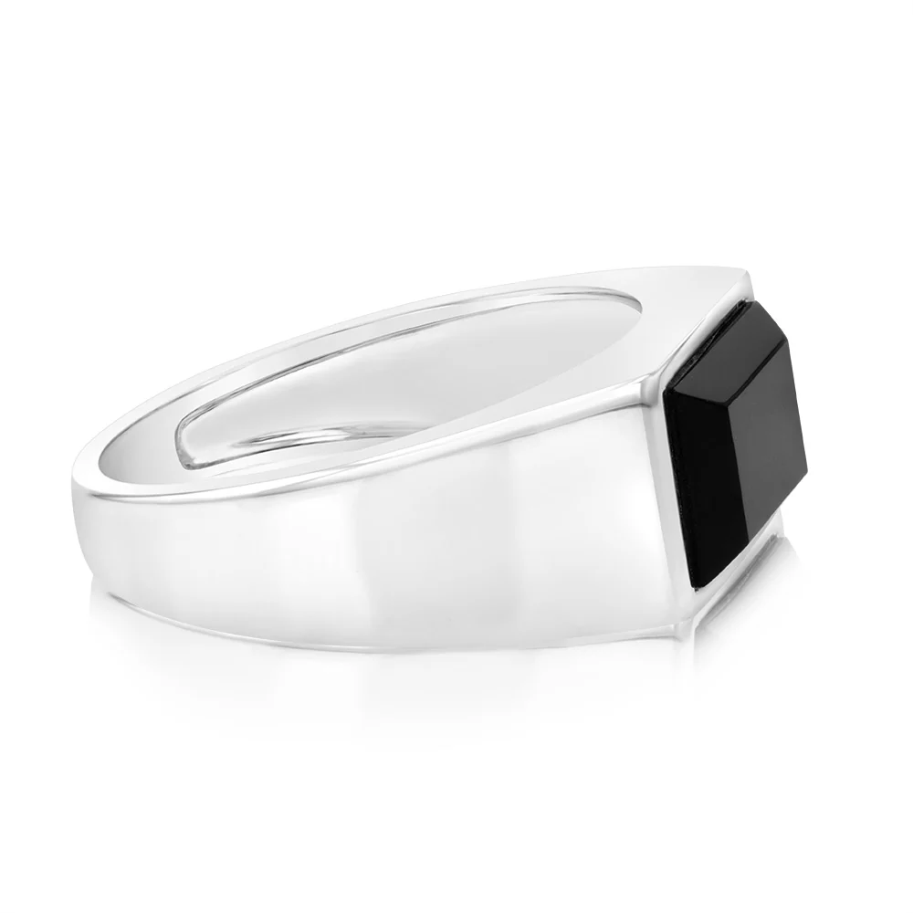 Sterling Silver Rectangular Black Onyx Ring - Image 2
