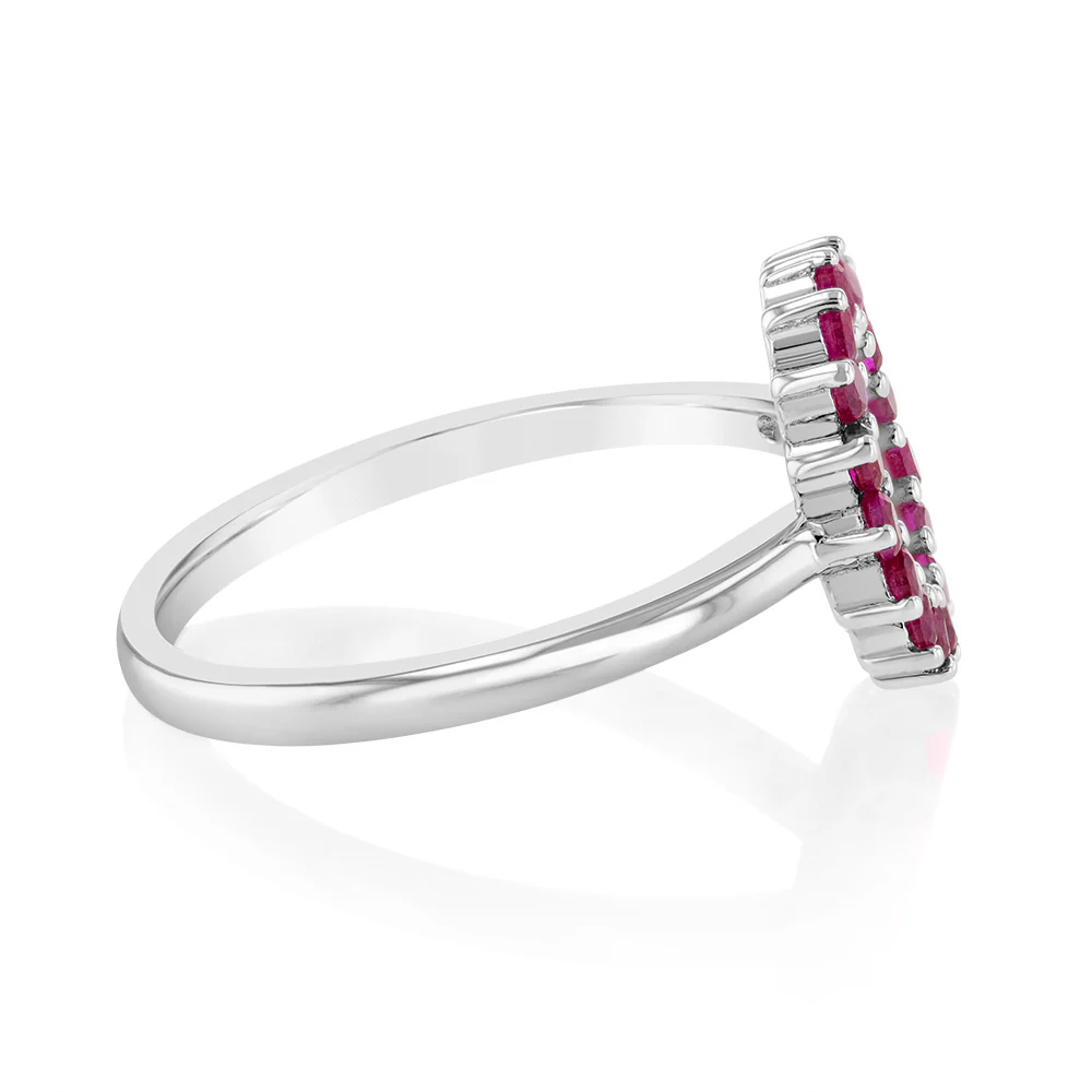 Sterling Silver Red Created Spinel Circle Of Life Ring - Image 2