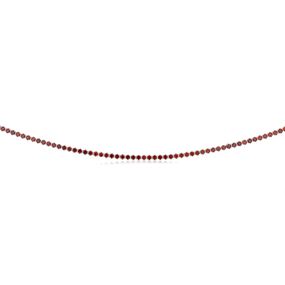 Sterling Silver Red Cubic Zirconia On 32+10cm Chain - Image 2