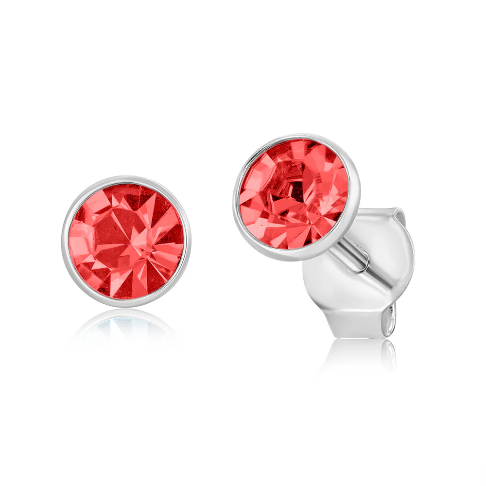 Sterling Silver Red Yellow And Blue 5mm Cry Product Titlestal Stud Earrings - Image 3