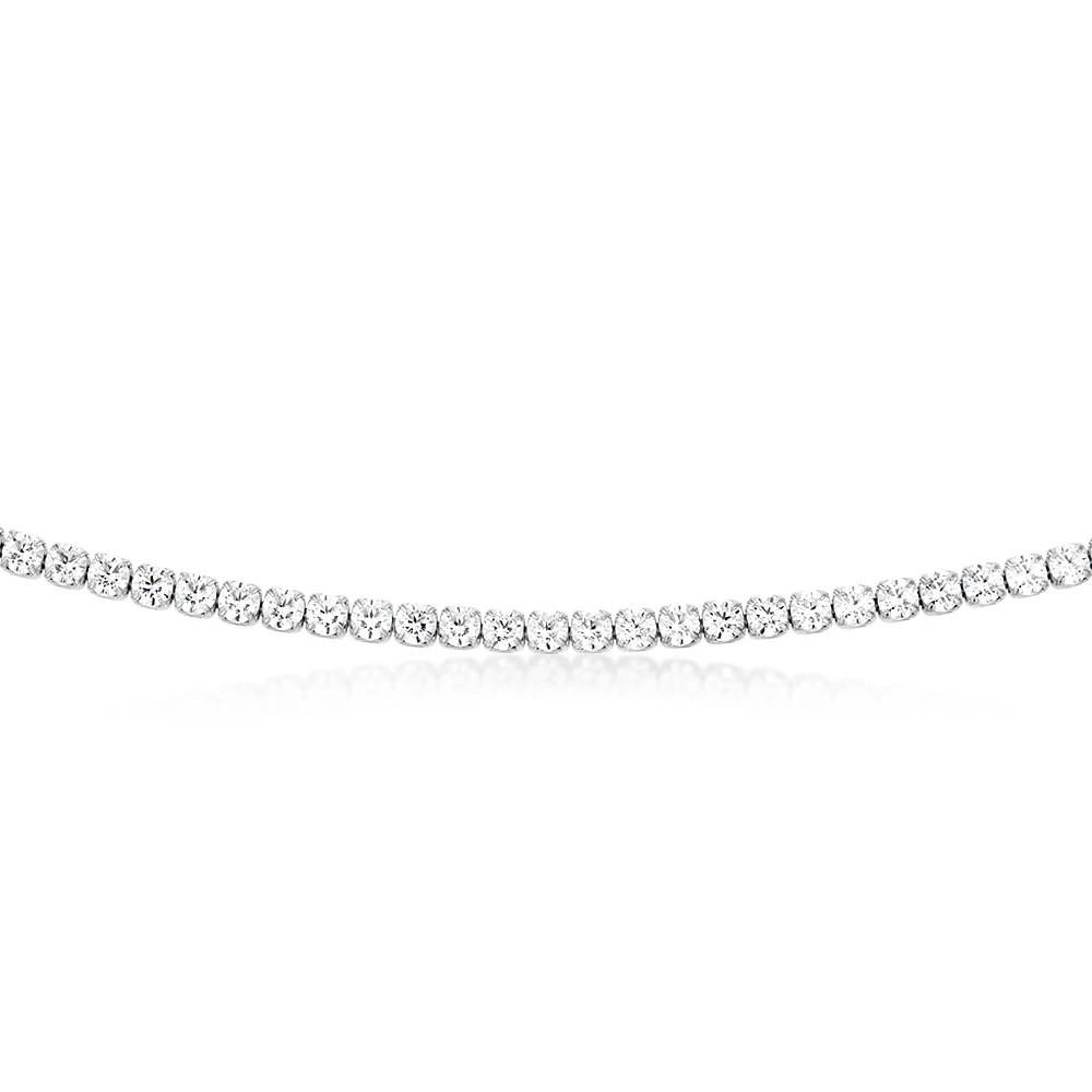 Sterling Silver Rhodium Plated 3mm Cubic Zirconia Tennis 50cm Chain - Image 2