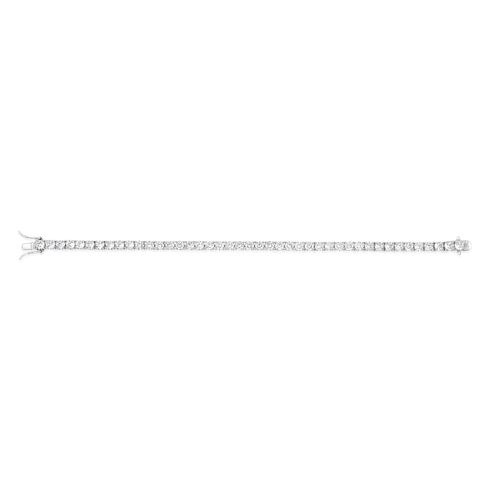 Sterling Silver Rhodium Plated 4mm Cubic Zirconia 18.4cm Tennis Bracelet - Image 2