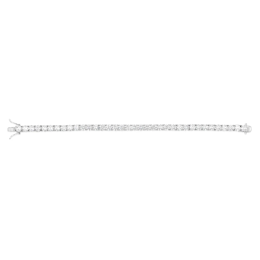 Sterling Silver Rhodium Plated 5mm Cubic Zirconia 18.4cm Bracelet - Image 2