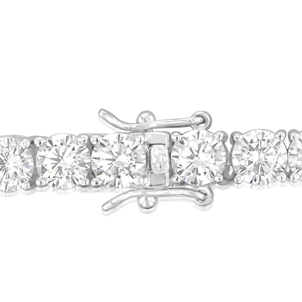 Sterling Silver Rhodium Plated 5mm Cubic Zirconia 18.4cm Bracelet - Image 4