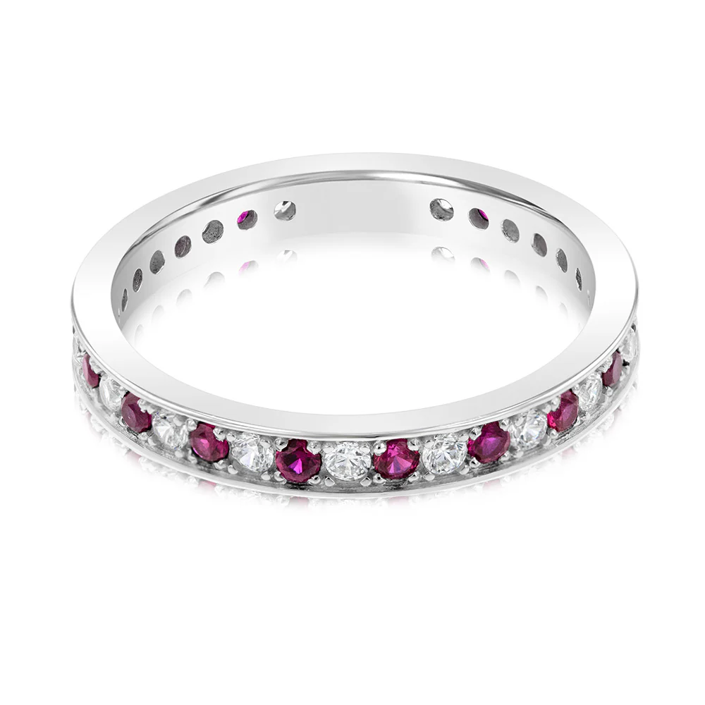 Sterling Silver Rhodium Plated Brown Corundum And White Cubic Zirconia Ring - Image 2