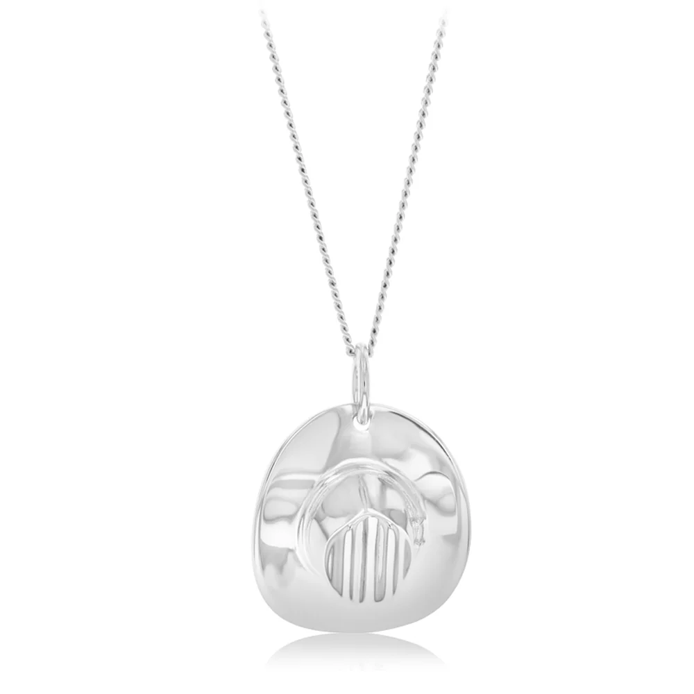 Sterling Silver Rhodium Plated Cowboy Hat Pendant - Image 2