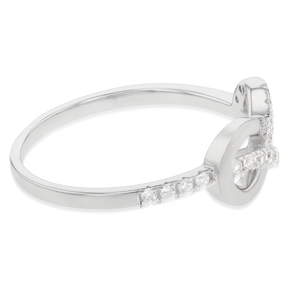 Sterling Silver Rhodium Plated Cubic Zirconia Infinity Ring - Image 2