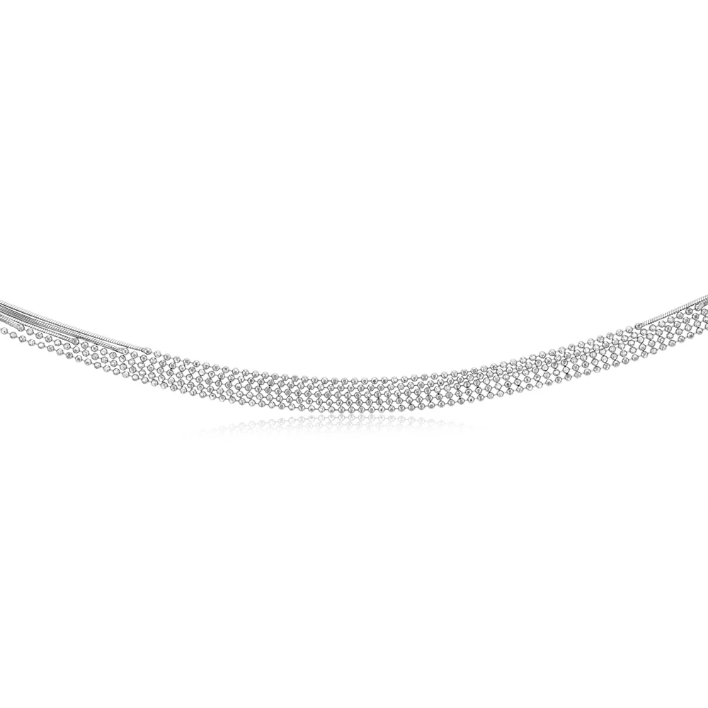 Sterling Silver Rhodium Plated Diamond Cut Multilayer Fancy 42+3cm Chain - Image 2