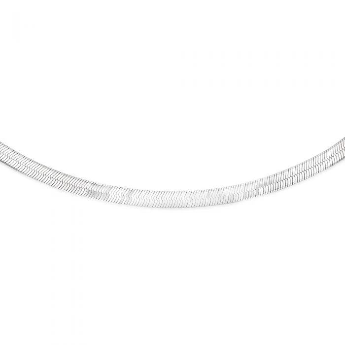Sterling Silver Rhodium Plated Diamond Cut Strata Hbone 43cm Chain - Image 2
