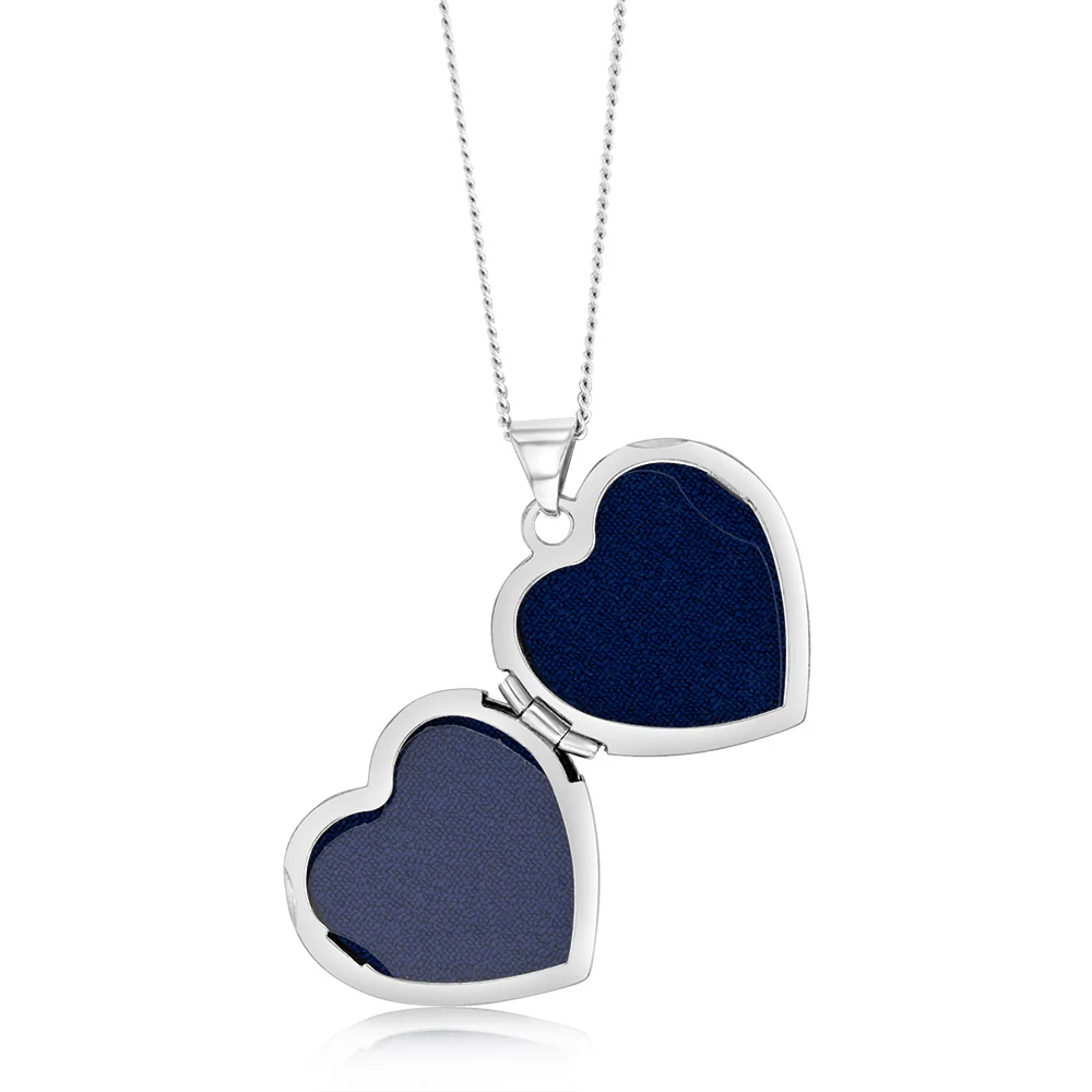 Sterling Silver Rhodium Plated Engraved Heart Locket - Image 2