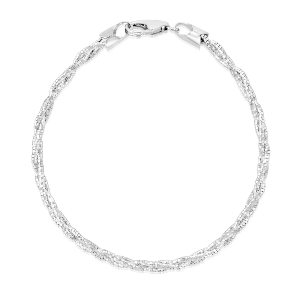 Sterling Silver Rhodium Plated Fancy Braided 19cm Bracelet - Image 2