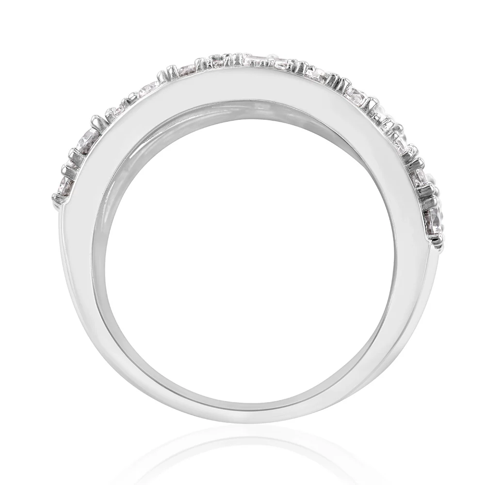 Sterling Silver Rhodium Plated Fancy Broad Ring - Image 2