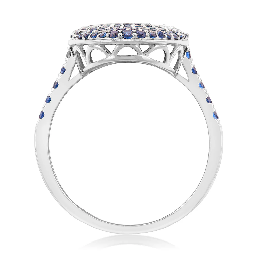 Sterling Silver Rhodium Plated Tanzanite-Blue Cubic Zirconia Round Ring - Image 2