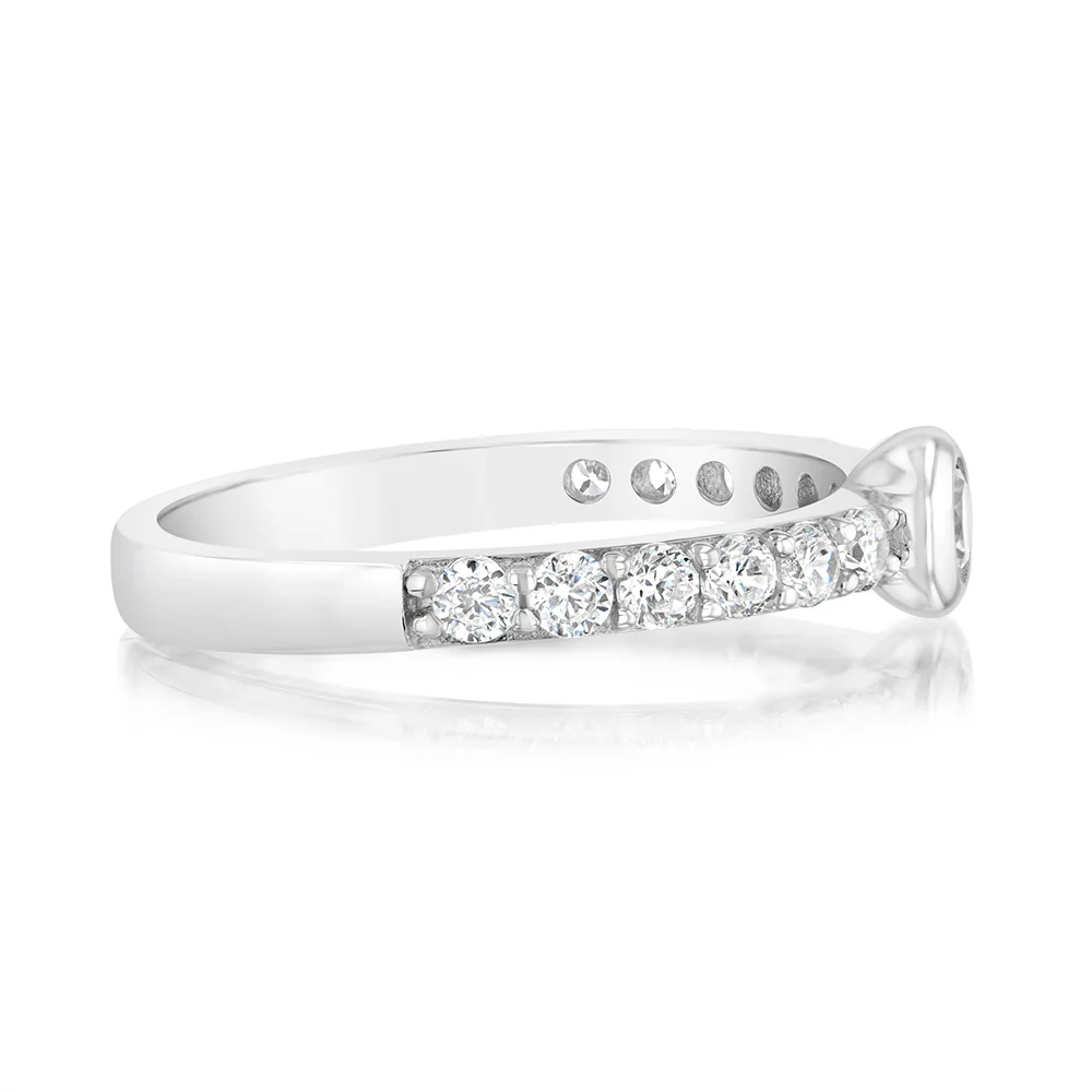 Sterling Silver Rhodium Plated White Cubic Zirconia Fancy Ring - Image 2
