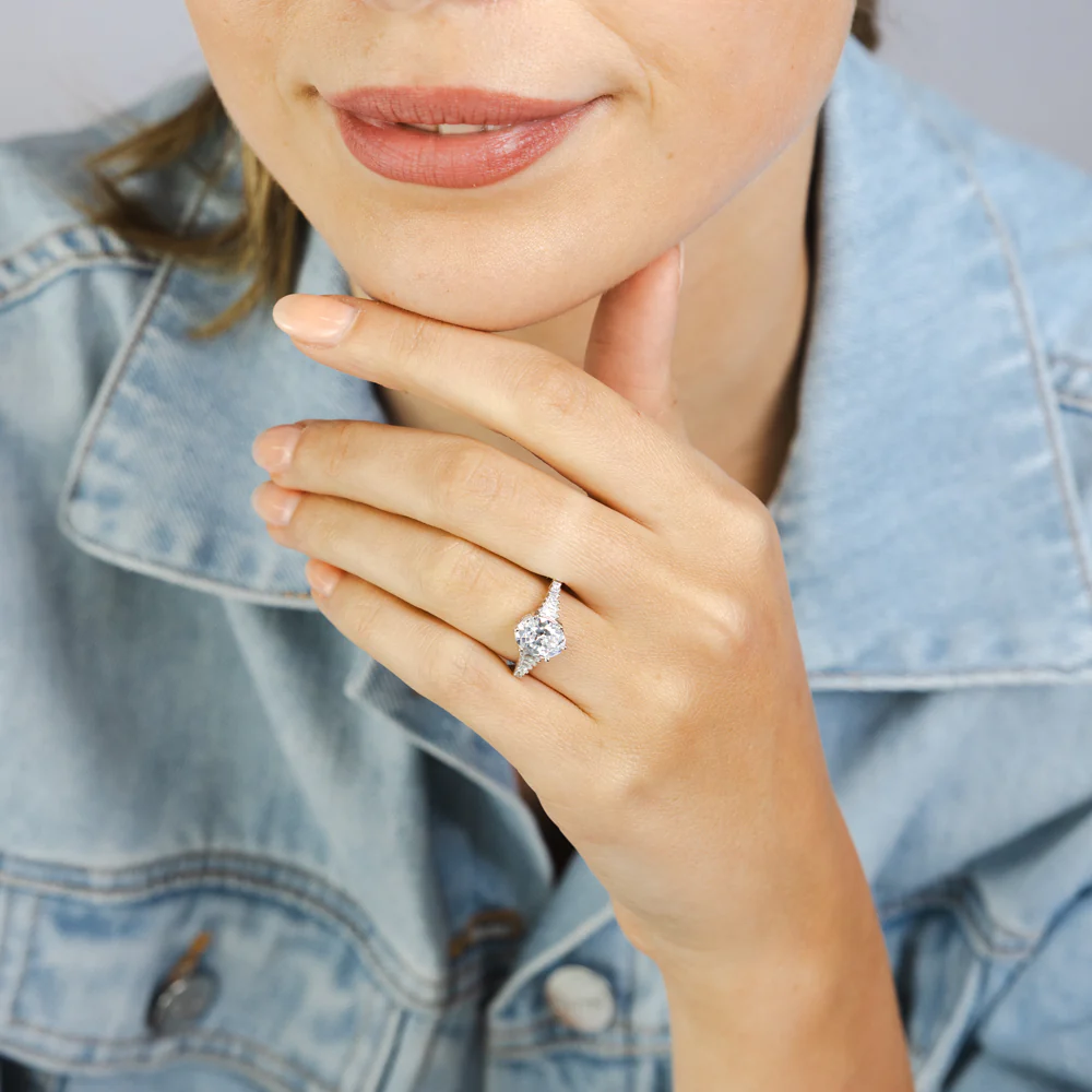Sterling Silver Rhodium Plated White Cubic Zirconia Fancy Ring - Image 3