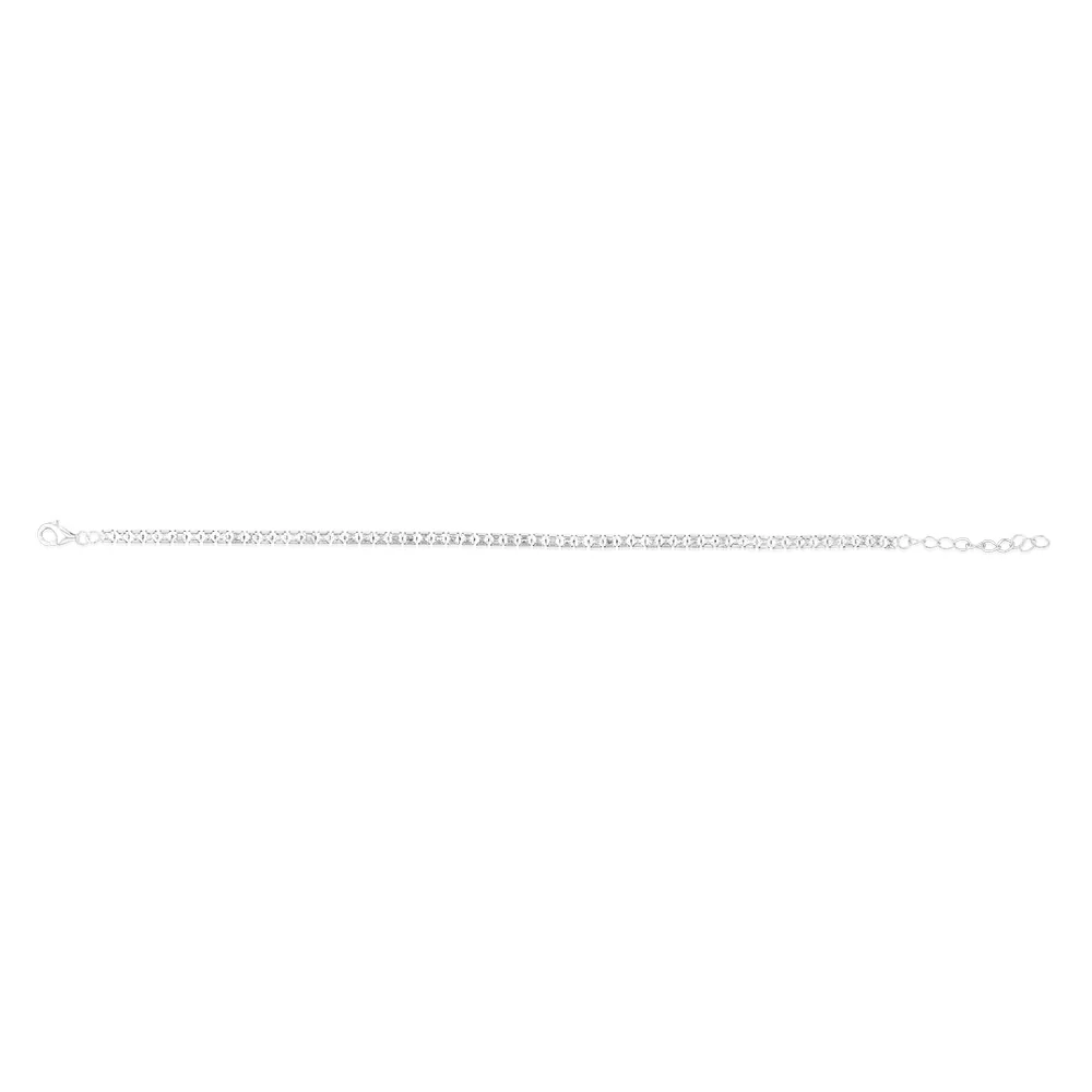 Sterling Silver Rhodium Plated White Princess Cut Zirconia 16.5+3cm Tennis Bracelet - Image 2